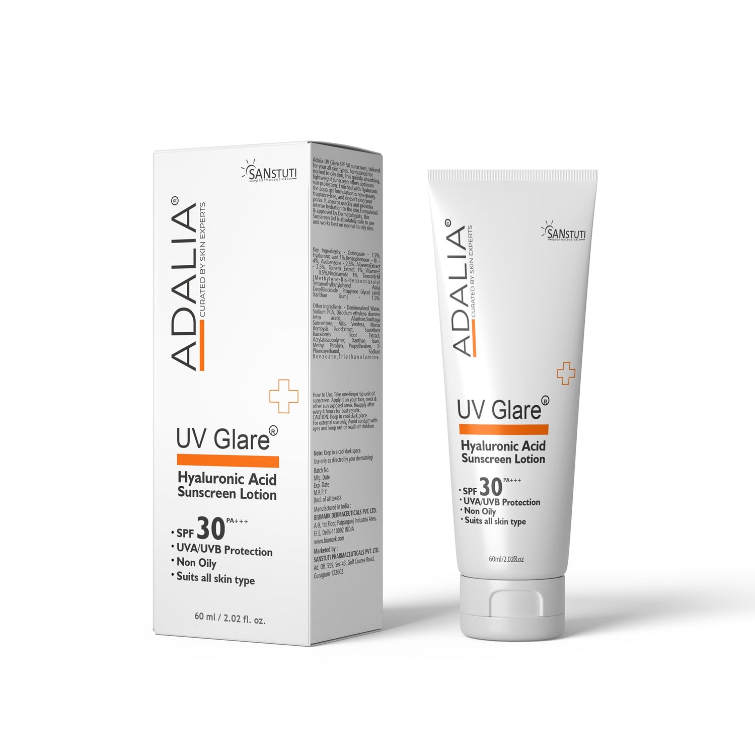 Adalia UV Glare Hyaluronic Acid-Sunscreen Lotion (SPF-30P+)